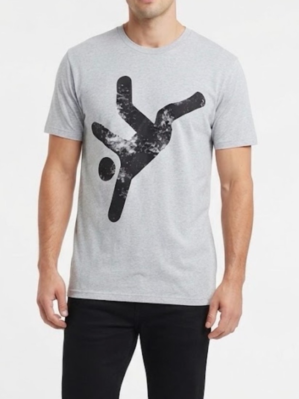 Men's Short Sleeve Gray Tee with Black Graphic